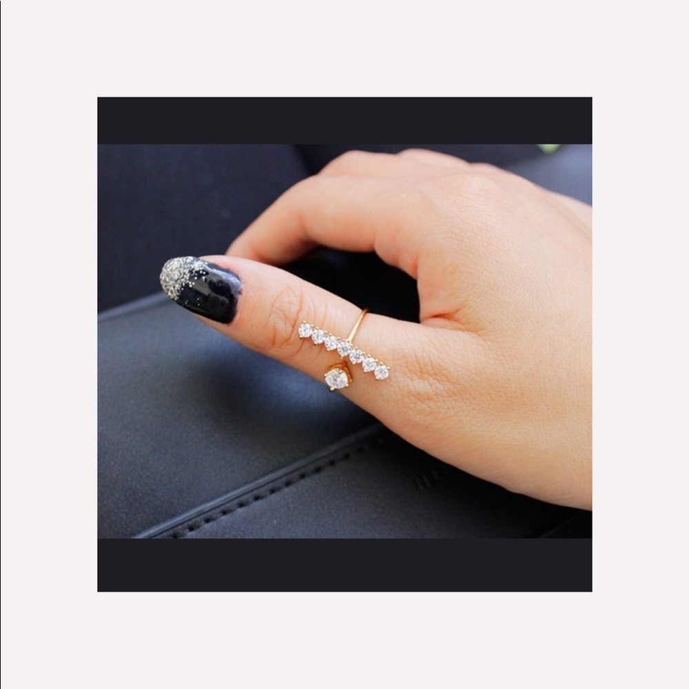 Plated Crystal Bar Ring